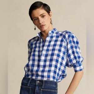 Polo by Ralph Lauren Blue and White Checkered Blouse